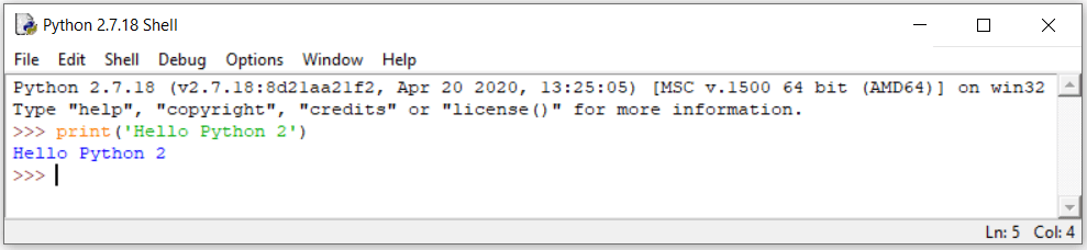 Python 2.7.18 Shell