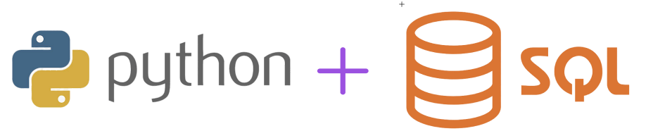 Illustration combining the logos of Python and SQL, representing the concept of querying databases using SQL within Python programming